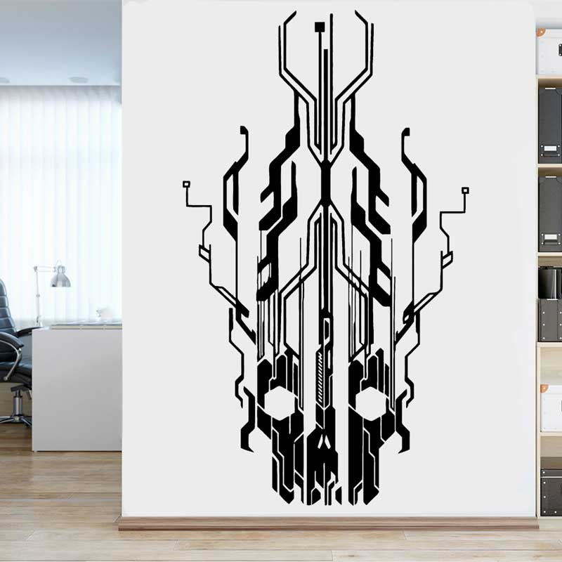 Office Tech Decor - 칩 회로 기술 해골 비닐 벽