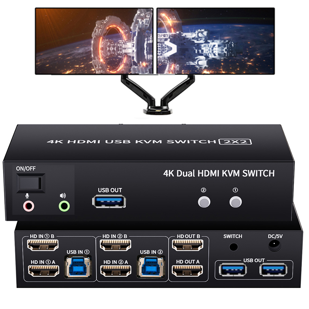 Hdmi Matrix Switch - 듀얼 모니터 HDMI KVM 스위치 2X2