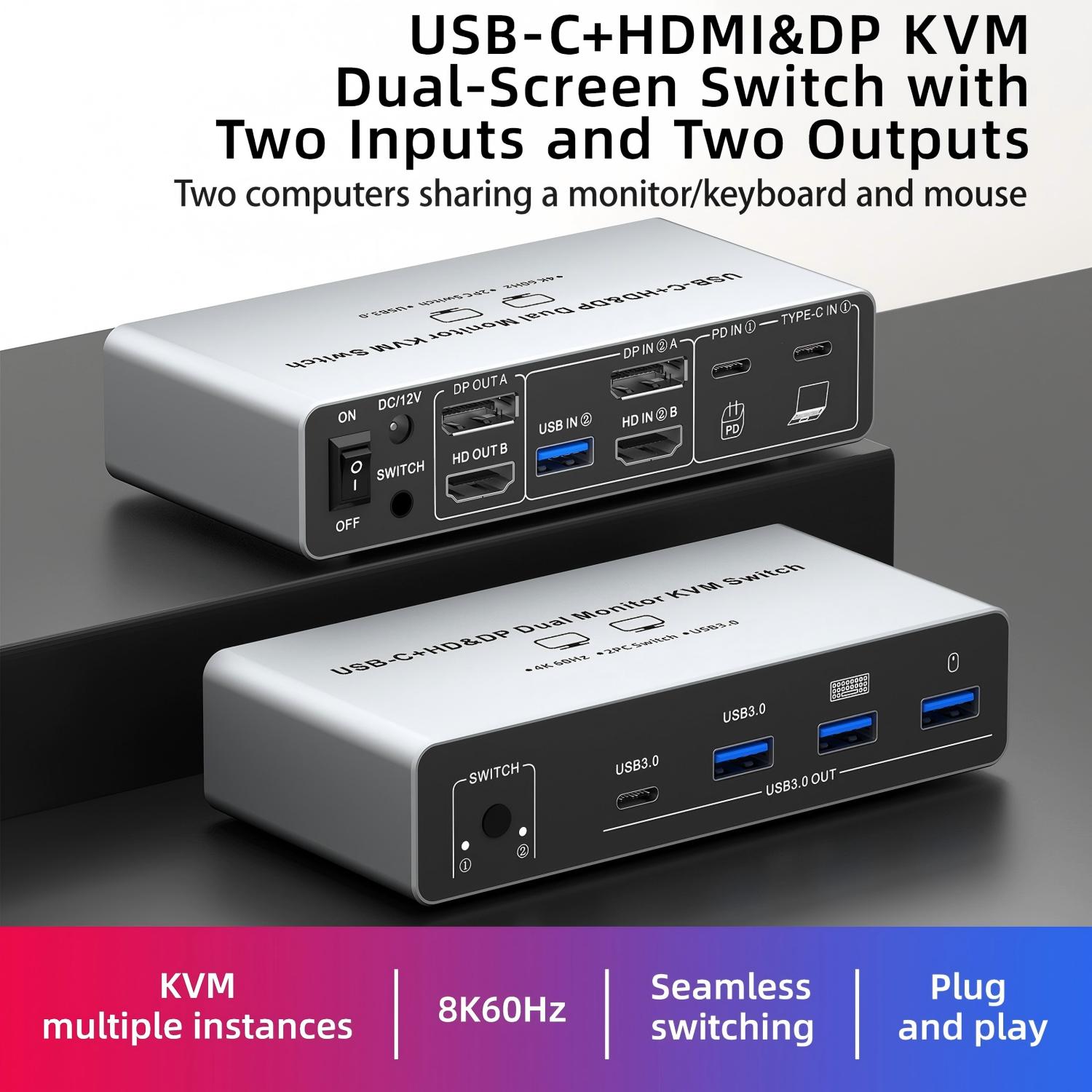 Hdmi Matrix Switch - USB C HDMI DP KVM 스위치