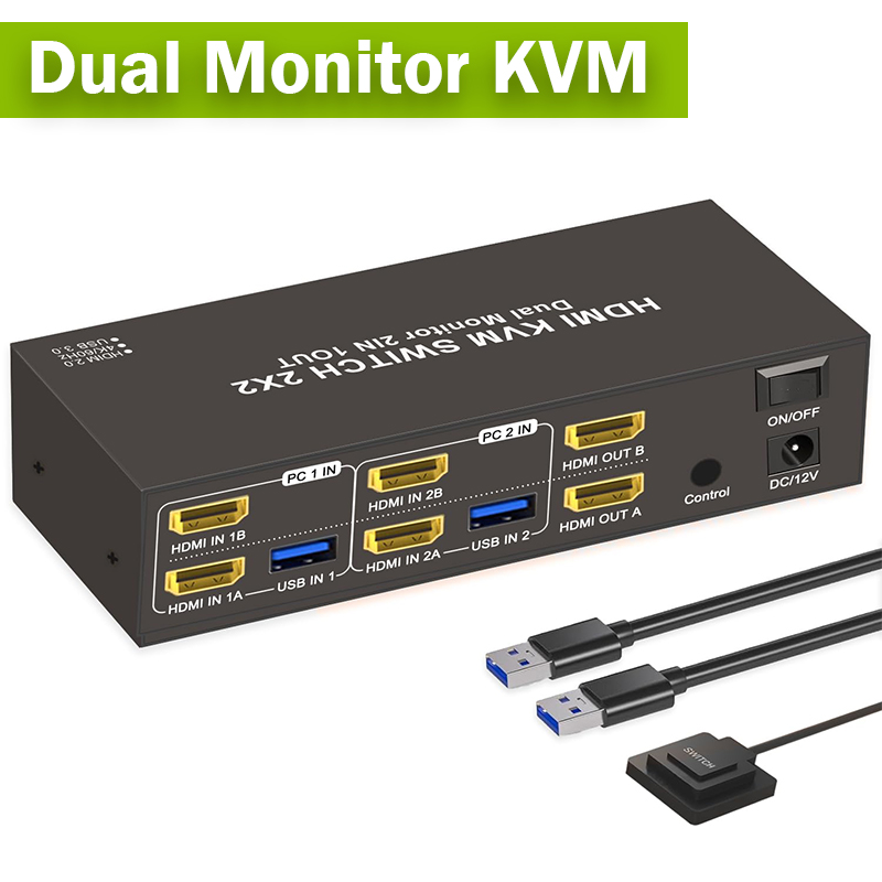 Hdmi Matrix Switch - 2x2 듀얼 모니터 HDMI KVM 스위처
