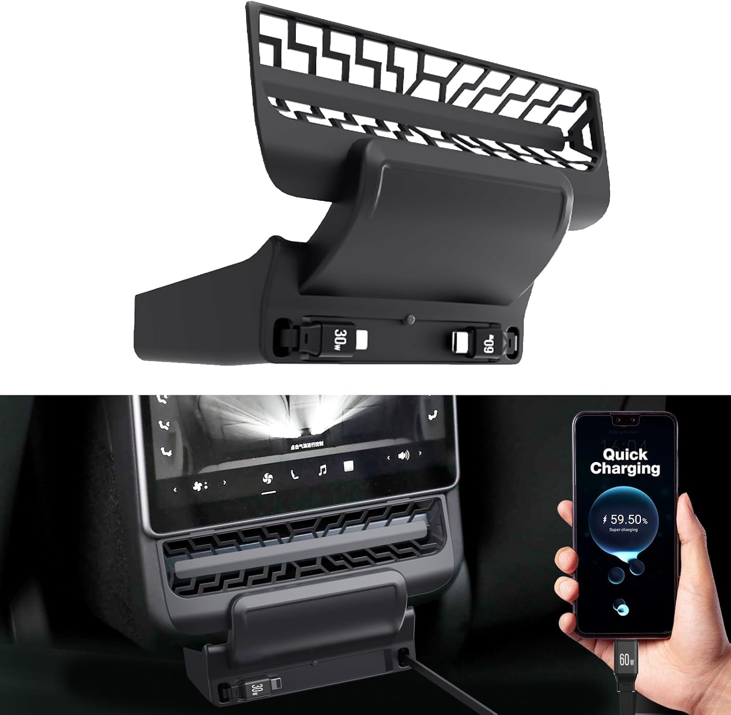 Docking Station Usb C - 테슬라 모델 3/Y 2021-2023용 후면 에어벤트