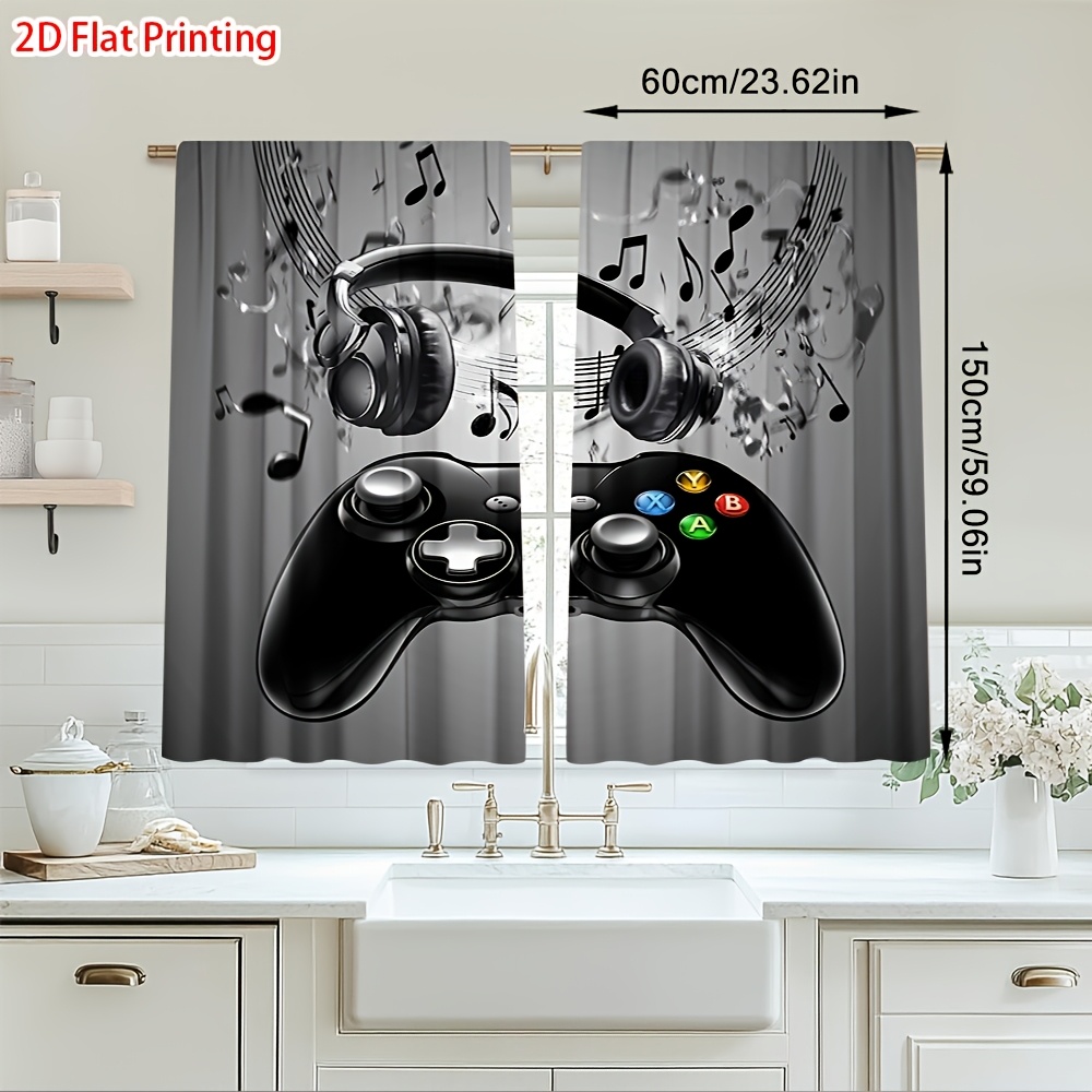 Office Tech Decor - 2pcs 게임 컨트롤러 커튼 헤드폰 음악