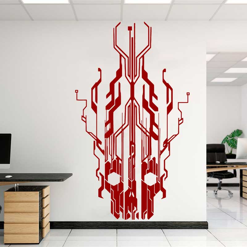 칩 회로 기술 해골 비닐 벽 스티커 비즈니스 사무실 홈 - Office Tech Decor 리뷰 및 가격