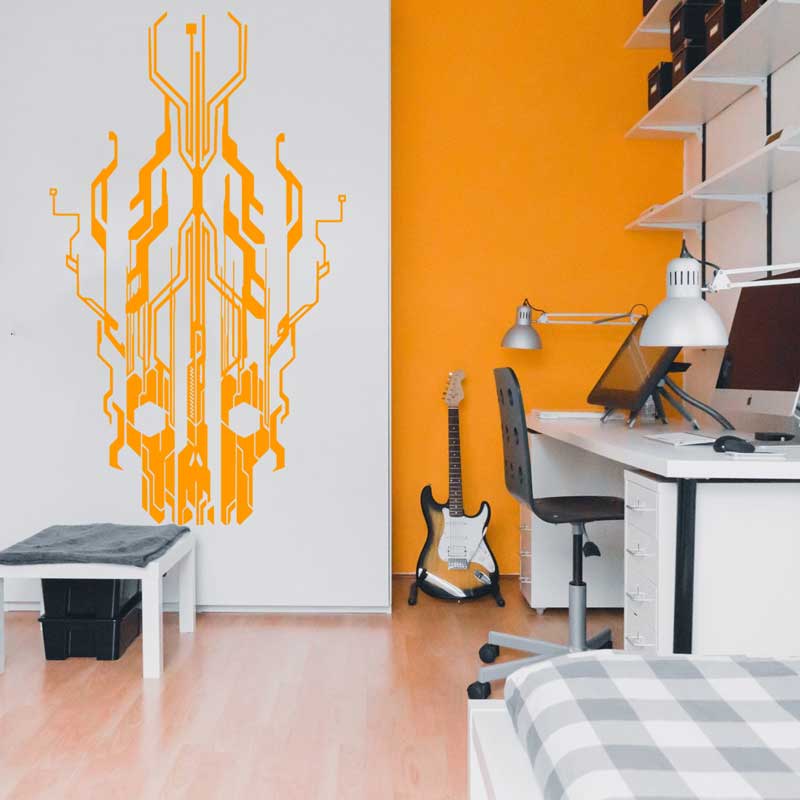 칩 회로 기술 해골 비닐 벽 스티커 비즈니스 사무실 홈 - Office Tech Decor 리뷰 및 가격