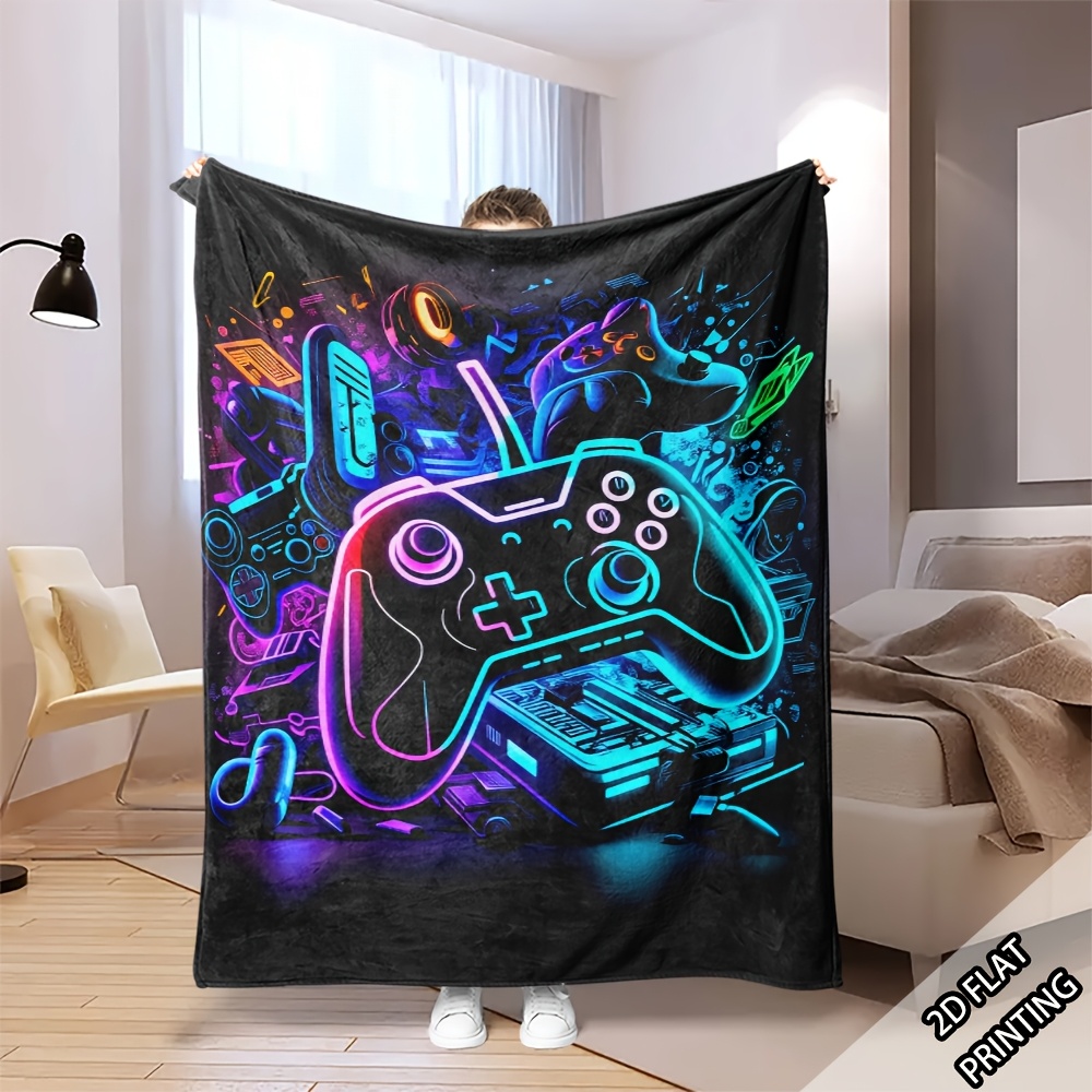 활기찬 게임패드 테크 아트 담요 다채로운 네온 비디오  - Office Tech Decor 리뷰 및 가격