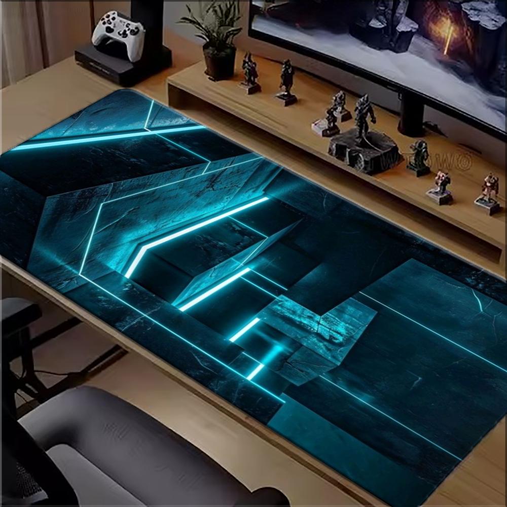 시안 네온 테크 기하학적 대형 확장 게이밍 마우스 패드 - Office Tech Desk 리뷰 및 가격
