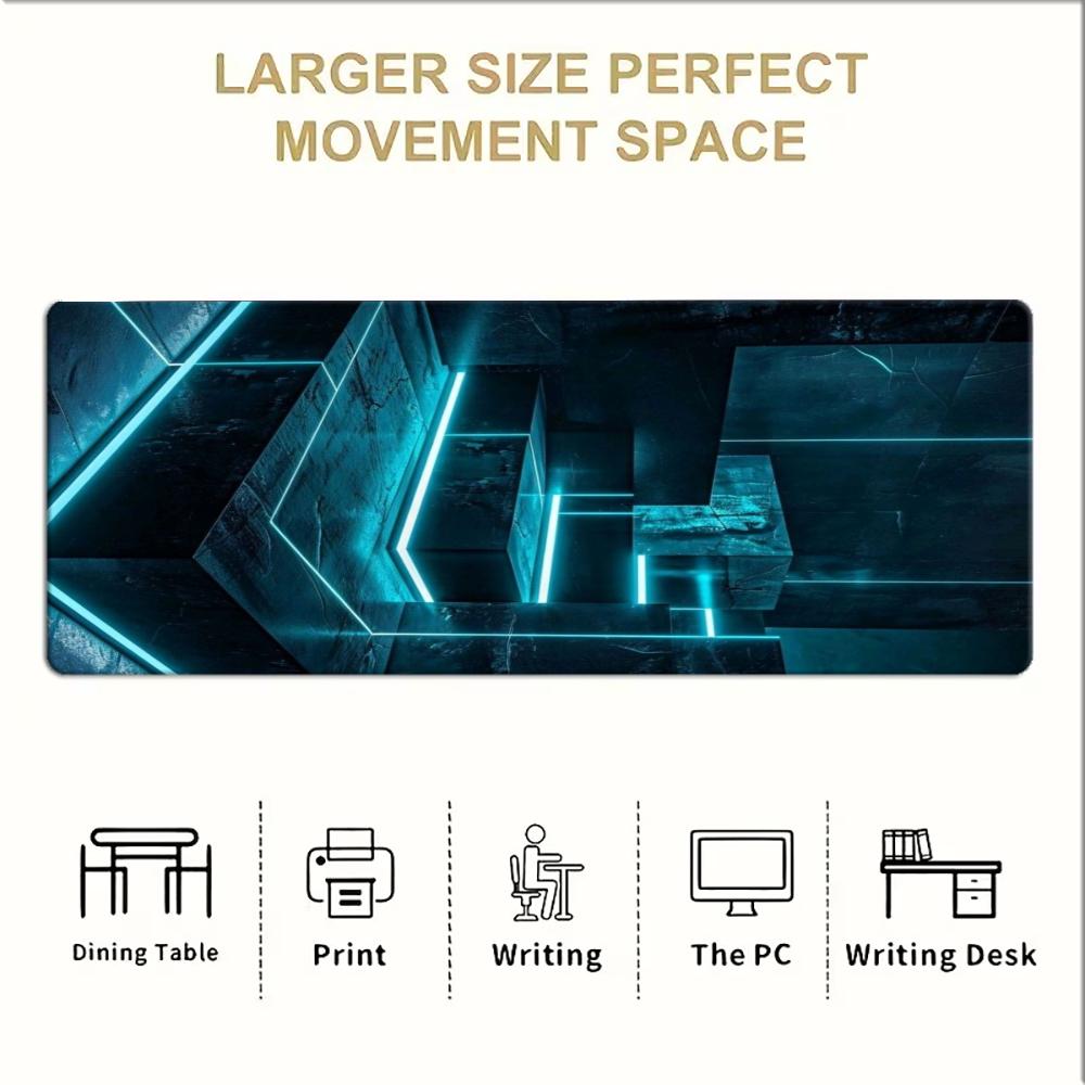 시안 네온 테크 기하학적 대형 확장 게이밍 마우스 패드 - Office Tech Desk 리뷰 및 가격
