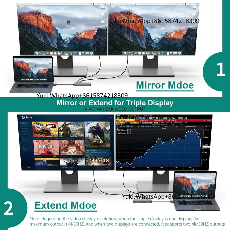 핫세일 듀얼 디스플레이 화면 타입 C to 4K30HZ - Docking Station Usb C 리뷰 및 가격