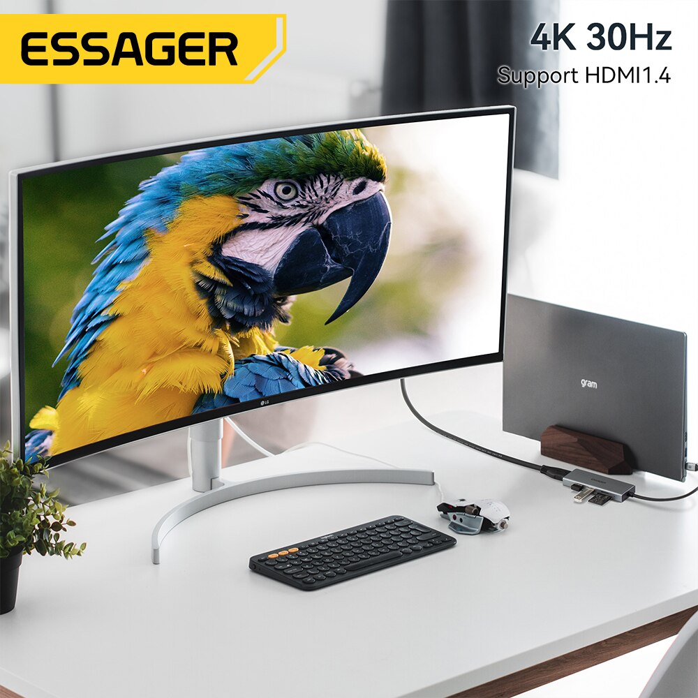 Essager 5 in 1 USB C 허브 HDMI-4 - Docking Station Usb C 리뷰 및 가격