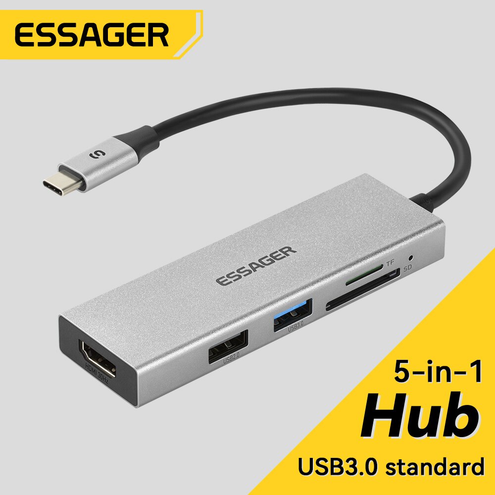 Essager 5 in 1 USB C 허브 HDMI-4 - Docking Station Usb C 리뷰 및 가격