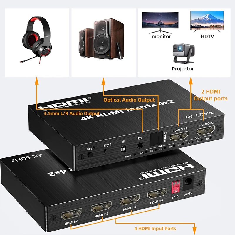 4K 60Hz HDMI 매트릭스 스위처 4x2 2x4  - Hdmi Matrix Switch 리뷰 및 가격