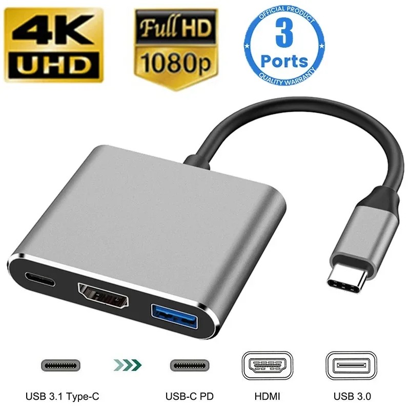 USB C 허브 3in1 유형 C 3.0-HDMI 호환 - Docking Station Usb C 리뷰 및 가격