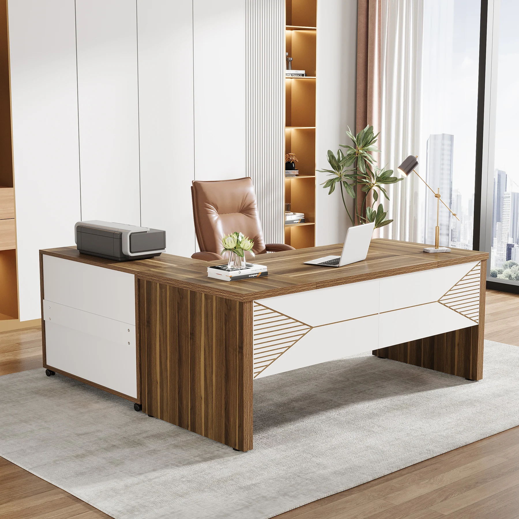 트라이브사인즈 모던 럭셔리 L자형 임원 책상 사무실 테 - Office Tech Desk 리뷰 및 가격